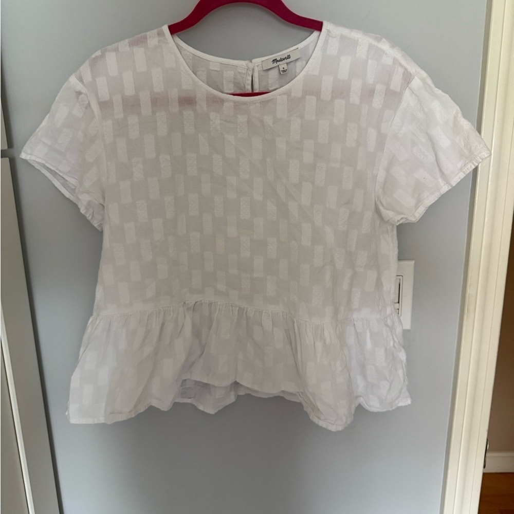 Madewell Womens Medford Jacquard Top Blouse White Size Small